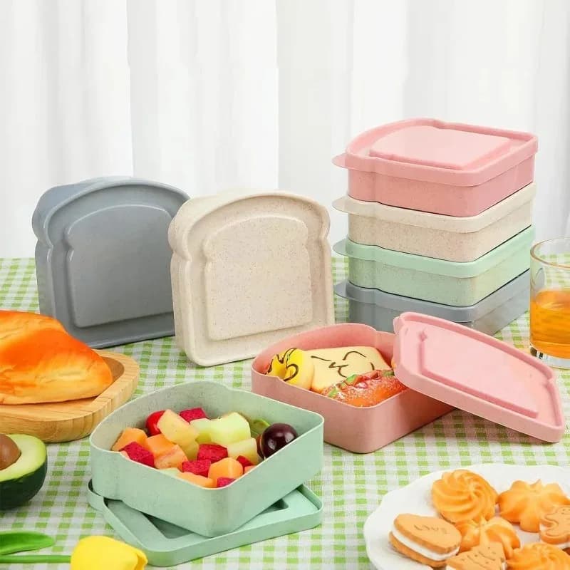 Contenitore per Alimenti con Chiusura a Clip, Scatola per Pranzo, Contenitore per Toast, Ecologico, per Ufficio, Cucina, Scuola, Picnic all'Aperto