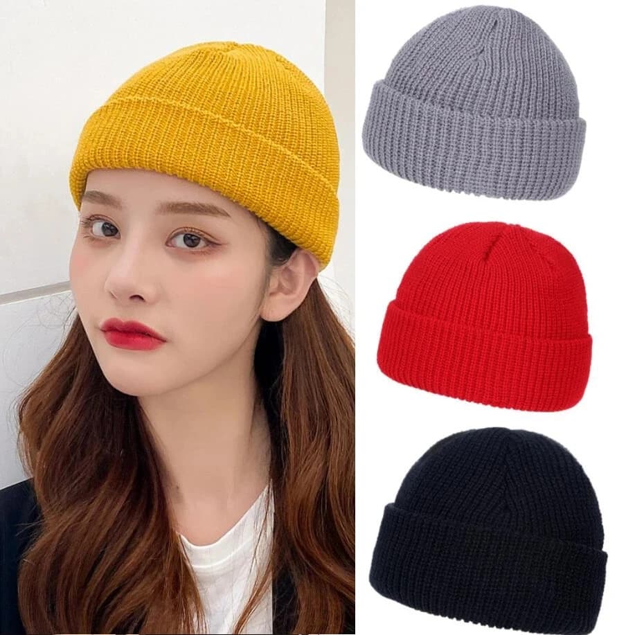Men's and boys' fashionable knit caps, retro sailor caps, navy style short hat, unisex, winter heat, with rolled edge
