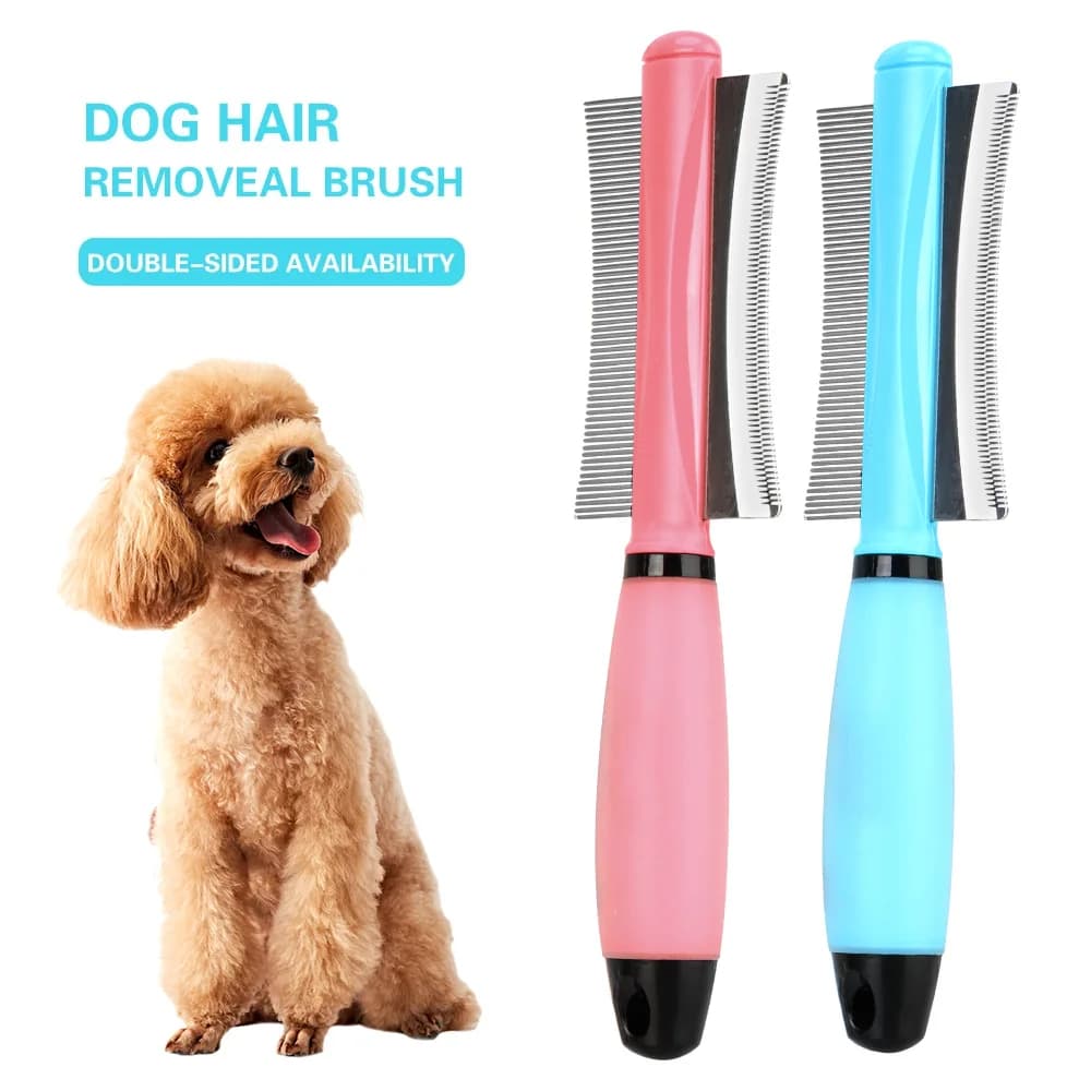 Per la rimozione dei peli del cane del gatto per lo strumento per la toelettatura del gatto Spazzola facile da deshedding per capelli lunghi e piccoli Pettine per peli dell'animale domestico a doppia faccia