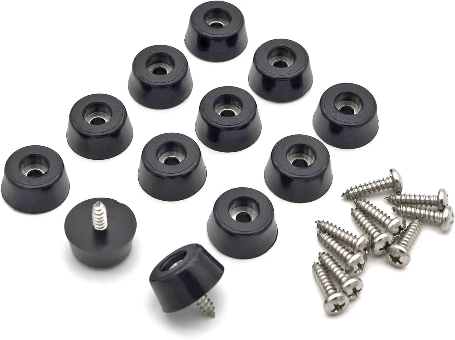 Confezione da 12 piedini in gomma per tagliere con viti in acciaio inossidabile, piedini antiscivolo per dispositivi elettronici 13/16" L x 3/8" H