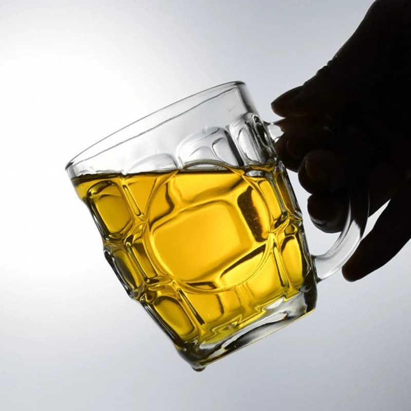Bicchieri da Birra da 260ml, Tazza in Vetro per Bar, Casa, Ristorante, Bicchieri Creativi con Manico, Bicchiere da Whisky Trasparente, Bicchiere per Succo