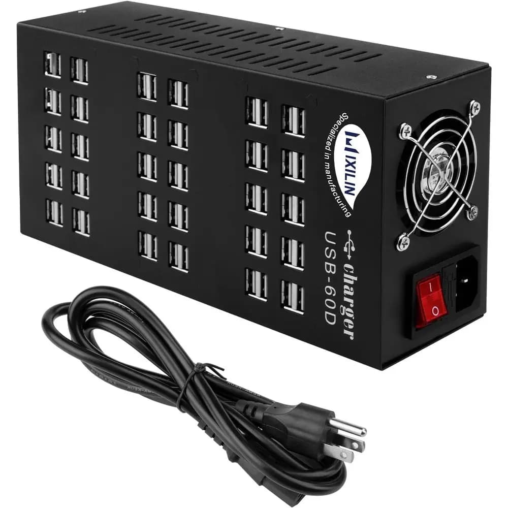 Stazione di ricarica USB a 60 porte da 300W con protezione intelligente per tablet e dispositivi smart in scuole e hotel
