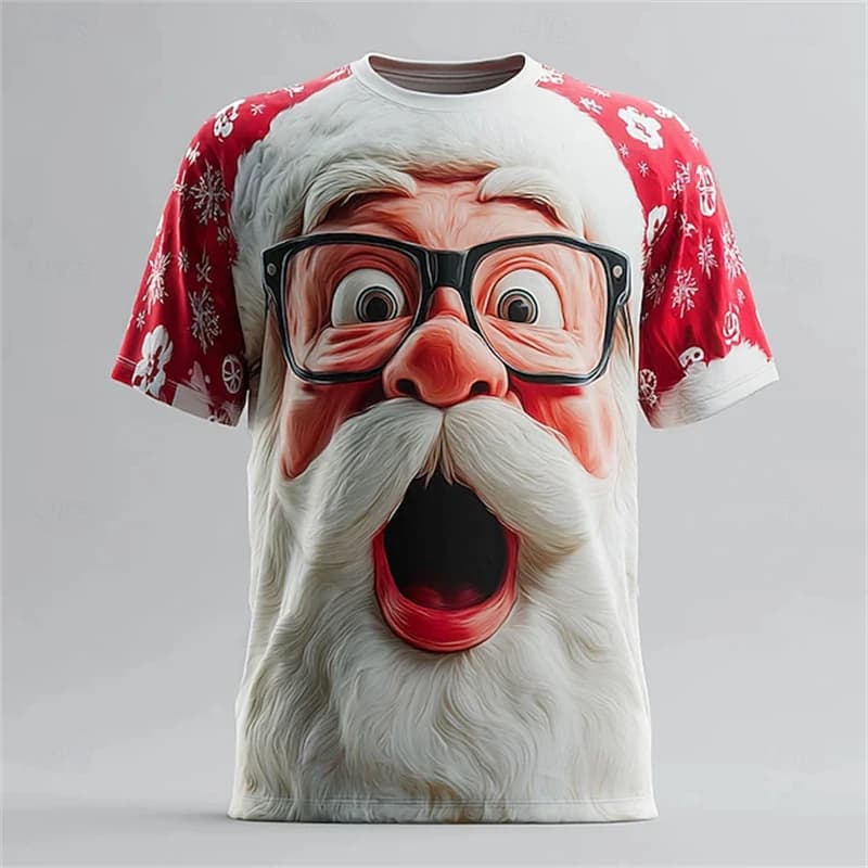 Christmas T Shirts Men 3D Printed T-shirt Hot Sale Xmas Part Holiday Short Sleeve Men's Fashion 2026 Funny Santa Claus Clothes