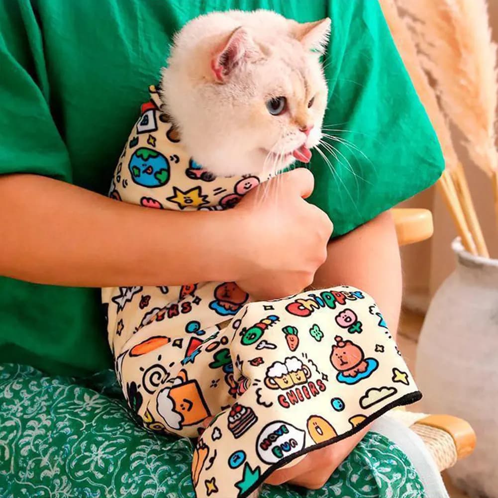 Fascia Autoadesiva per Toelettatura Gatti, Avvolgimento Anti-Morso, Anti-Graffio, Anti-Fuga per Medicazioni e Taglio Unghie, Strumento per Animali Domestici