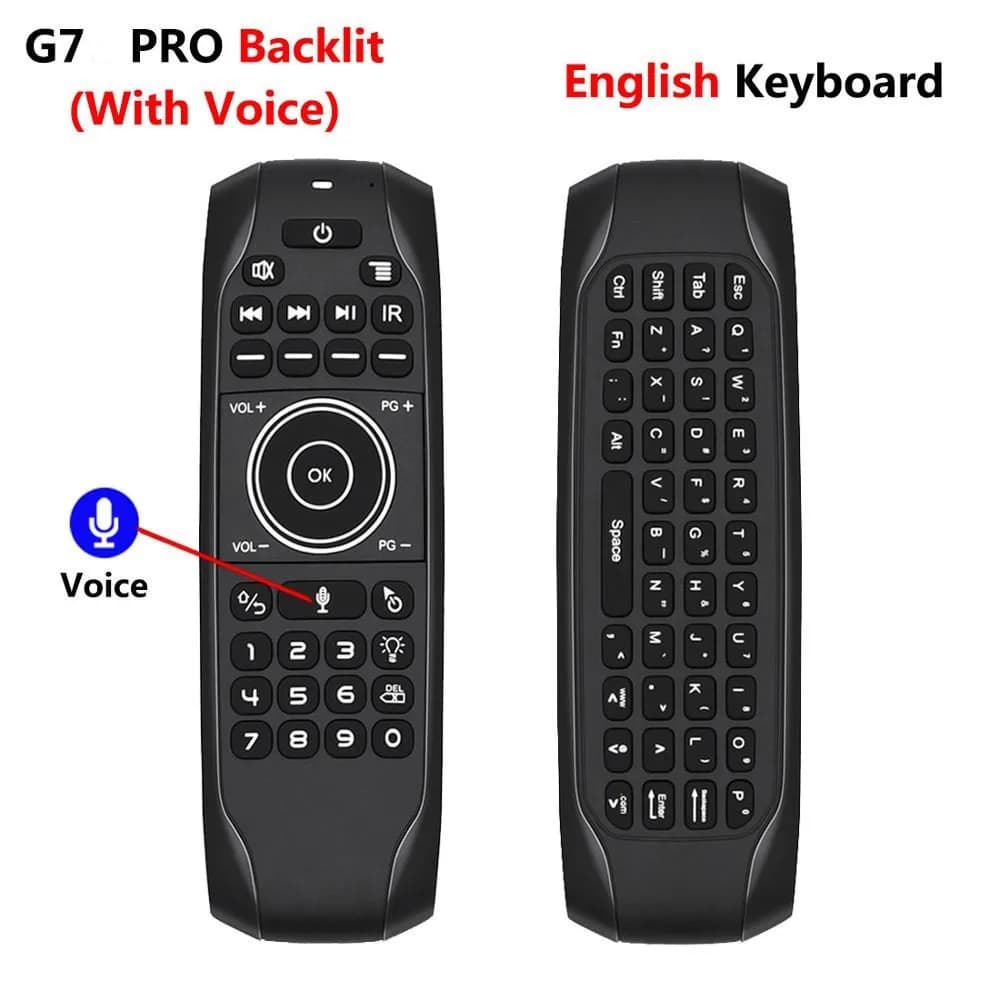 G7V PRO Voice Remote Control Backlight Gyroscope IR Learning Battery 2.4G Wireless Air Mouse Mini Keyboard For Android TV Box PC