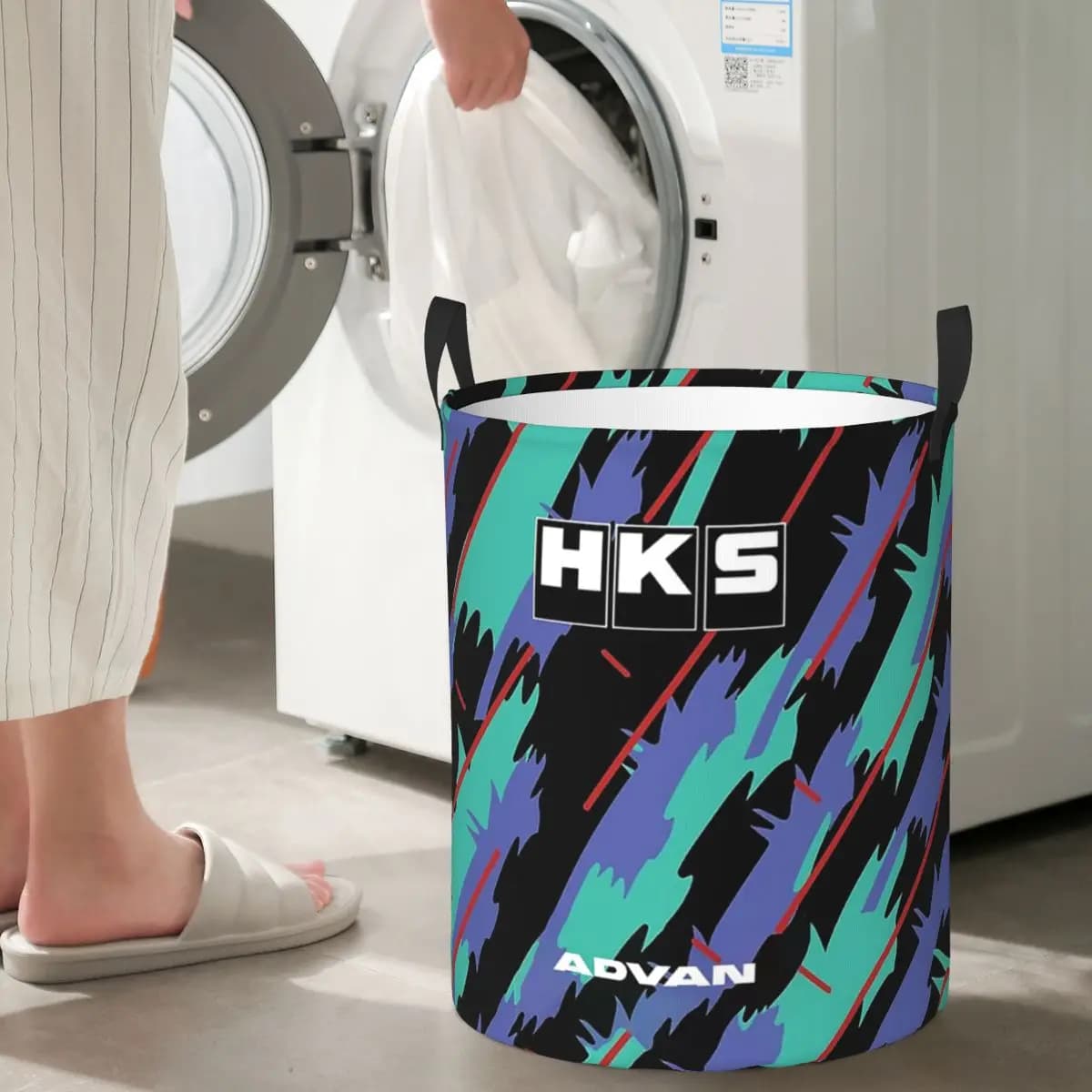 HKS Advan JDM Folding Bed linen baskets dirty clothes Toys Basket Holders Organizer Bag for Home