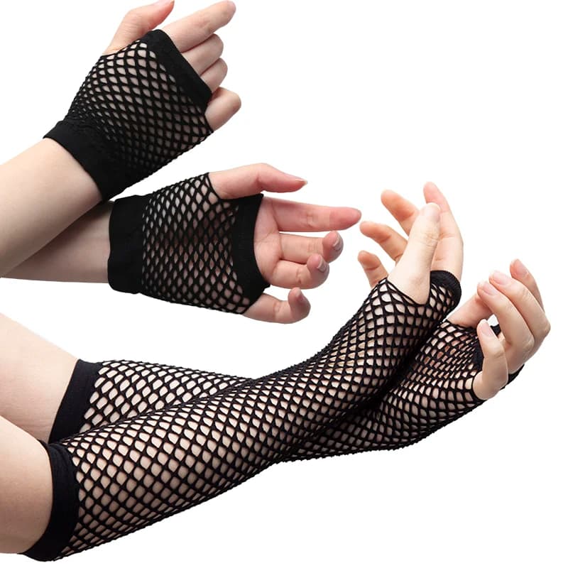 2 Paia/Set di Guanti Sexy Neri da Donna, Guanti a Rete, Guanti Senza Dita Traforati, per Discoteca, Costume Lolita, Stile Punk