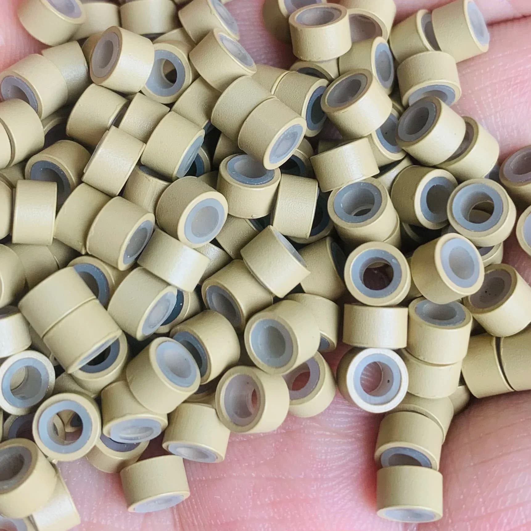 250 perline a catena in silicone miniaturizzato da 5,0 * 3,0 * 3,0 mm, utilizzate per la creazione di gioielli fai da te, estensioni dei capelli, strumenti di crimpatura, specializzati
