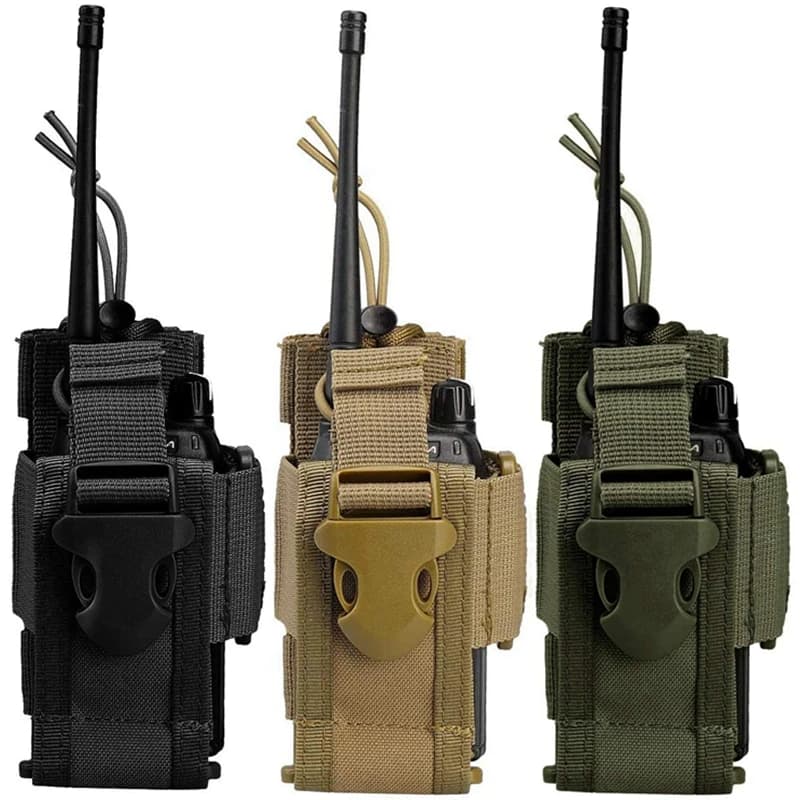 Custodia per talkie in nylon Borsa per walkie-talkie regolabile Custodia per fondina per radio bidirezionale Molle Borsa per appendere interfono tattico da caccia
