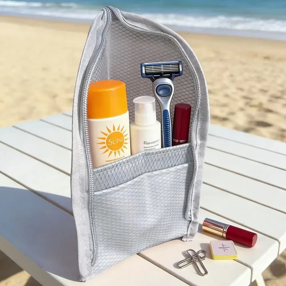 Large Capacity PVC Cosmetic Bag Waterproof Space Saving Portable Beauty Case Vertical Design Zipper Closure Women's Washbag
