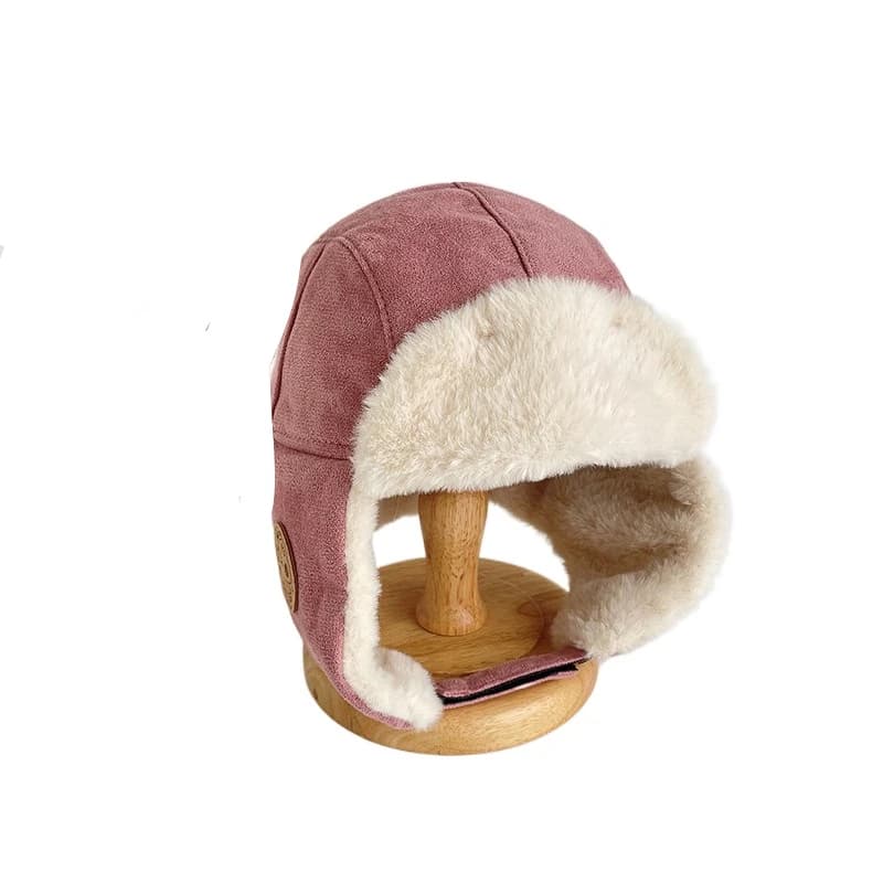 Cappello da Sci Caldo con Occhiali Integrati, Simpatico Berretto da Pilota in Peluche, Antivento e Imbottito, con Orecchie da Orso per Bambini, per Esterni