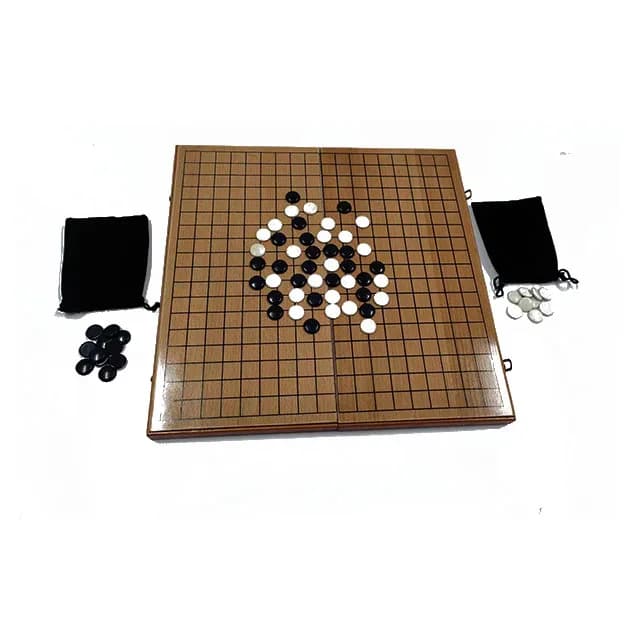 Hot Sale Custom Wooden Go Game Student Puzzle Chess Set Chinese Backgammon Children's Bag