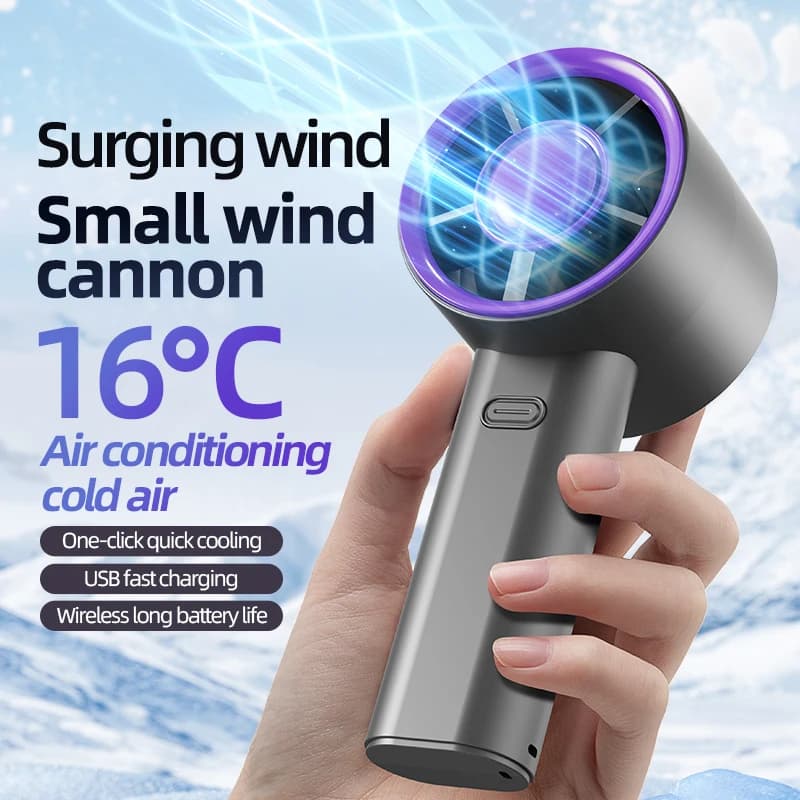 Mini Ventilatore Portatile con Display di Potenza, 100 Velocità, Ventilatore Personale ad Alta Velocità Ricaricabile, Silenzioso, Ventilatore Portatile con Calcolo della Velocità dell'Aria