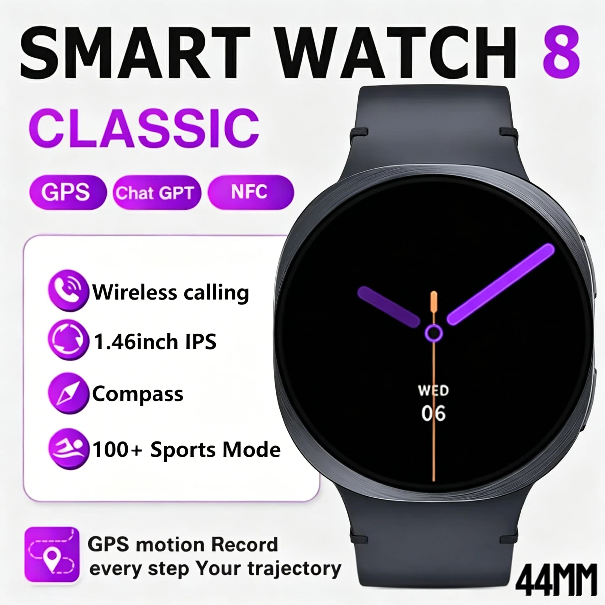 2026 New GPS Track Smart Watches Men Sports Heart Rate Bluetooth Call Watches IP68 Waterproof Compass Men Smartwatch 8 MAX Gifts