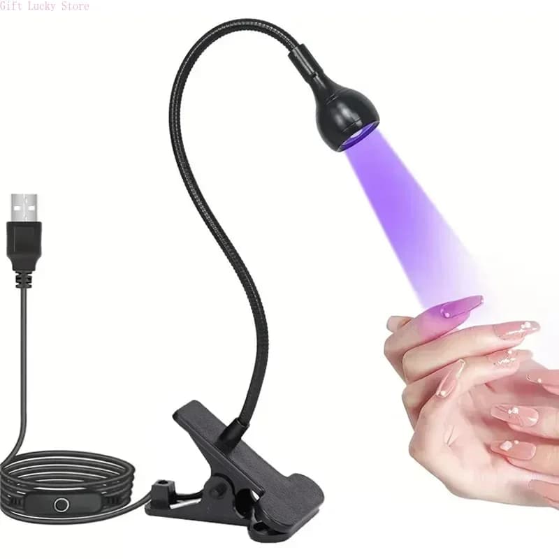 395nm Lamp for Nail Polish 395nm Wavelength Mini USB Desk Clip-on for Gel Nails Tools for Manicure salon