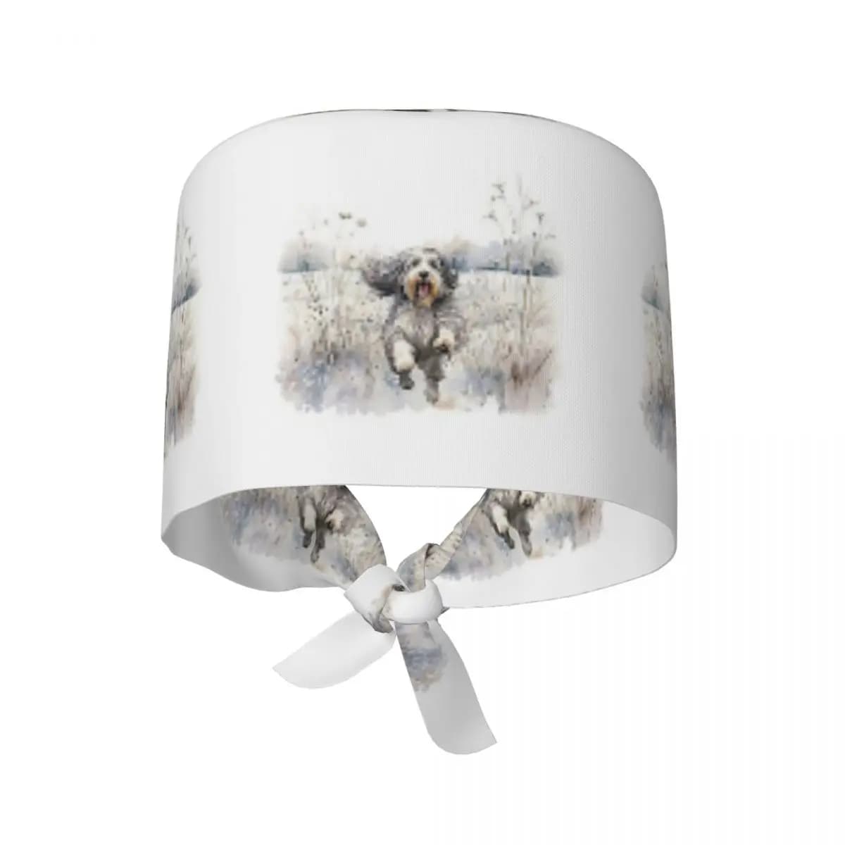 Bearded Collie Dog Paw Prints Scrub Hat Doctor Working Surgical Cap Unisex Adjustable Nursing Caps for Dentist