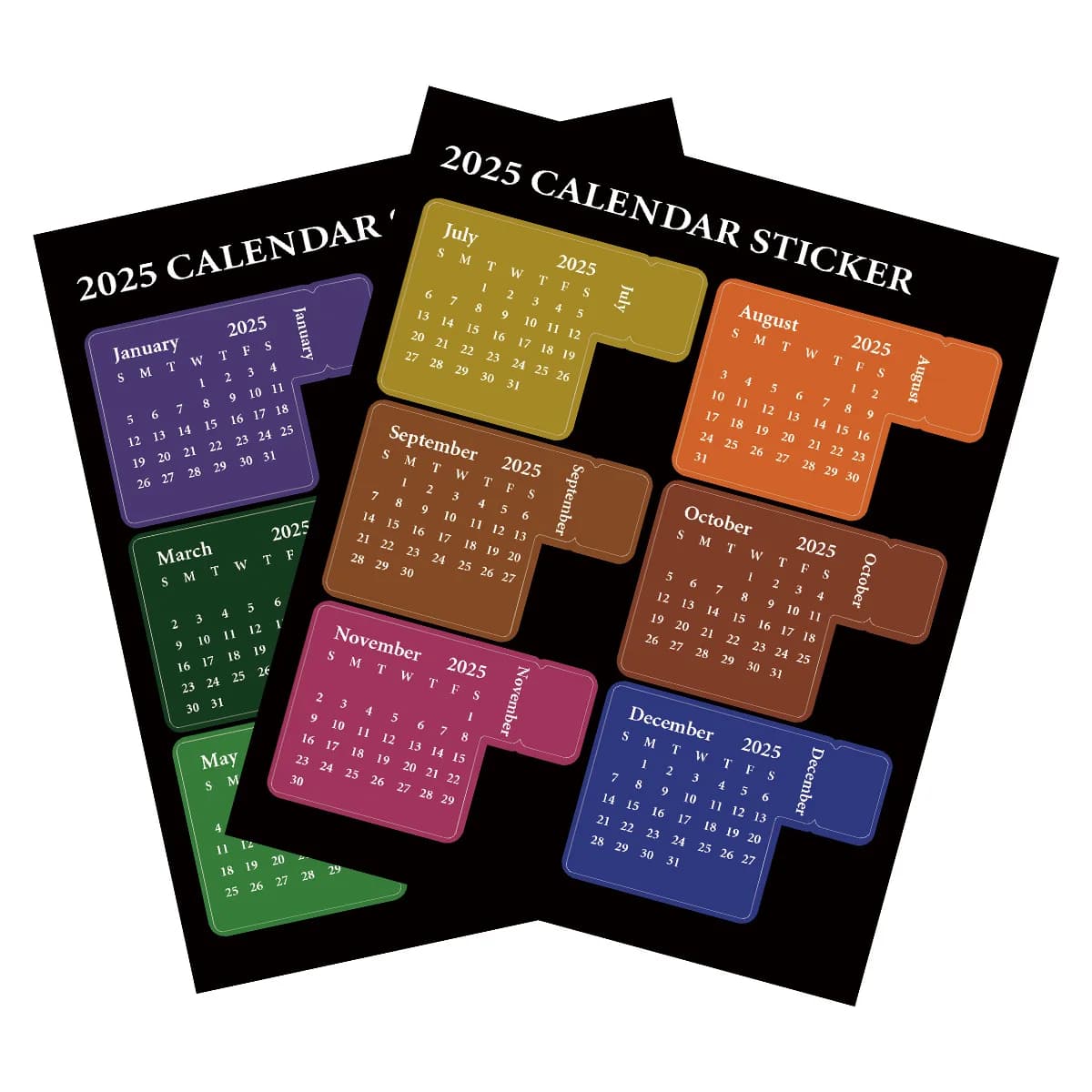 2 Fogli di Adesivi Calendario 2026, Organizzatori Mensili e Annuali, Adesivi per Quaderni e Agende, Segnalibri Kawaii