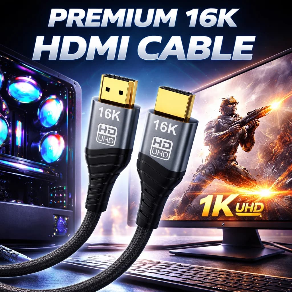 16K High Speed HDMI 2.2 96Gbps Braided Gold Plated HDMI Cable 16K@60Hz 8K@240Hz 4K@480Hz eARC UHD HDR 12Bit for PC Laptop TV PS5