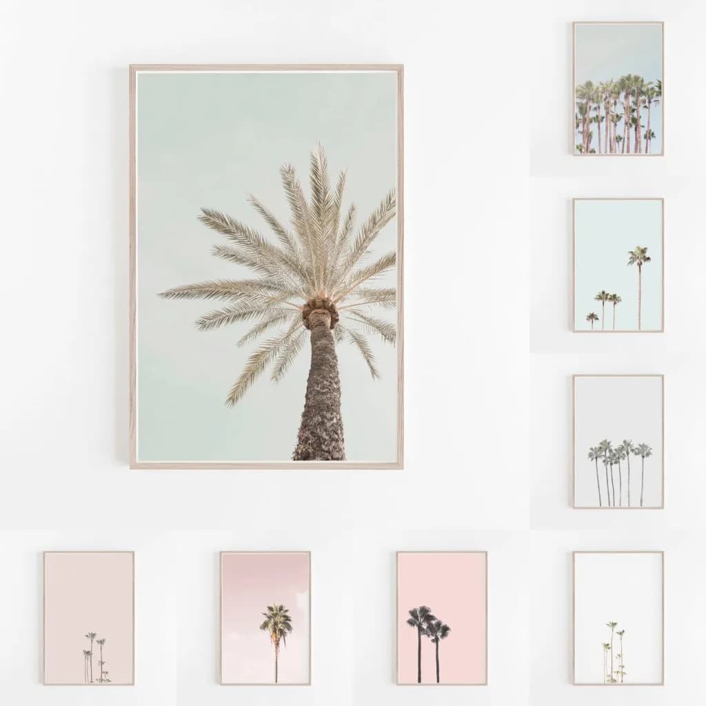 Tropical Plant Palm Trees Print Modern Botanical Pastel Wall Art Canvas Painting Dorm Living Room Bedroom Home Decoration