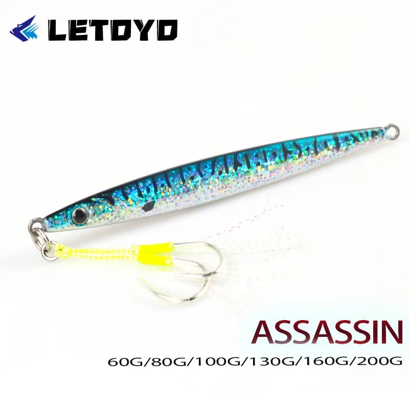 LETOYO 60g Metal Jig With Hooks Artificial Hard Bait Offshore Casting Jigging Lure Spoon Mackerel Sea Bass Perch Pike Fishing