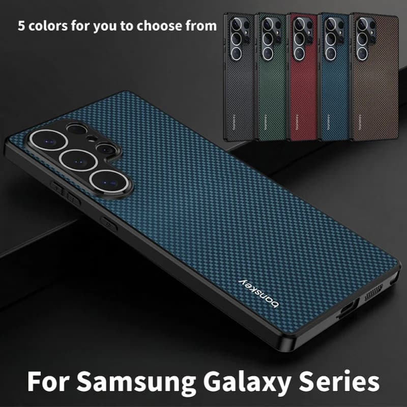 Custodia per telefono di lusso in fibra di carbonio Kevlar opaca a tinta unita con dissipazione del calore per Samsung S26 Ultra S25 S24 S23 Plus, cover protettiva