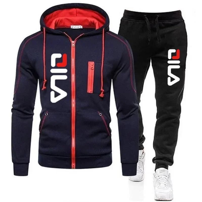 Completo Casual da Uomo Autunno/Inverno, Nuova Collezione 2026: Giacca con Zip e Cappuccio + Pantaloni Sportivi, Set 2 Pezzi, Giacca per Jogging Outdoor