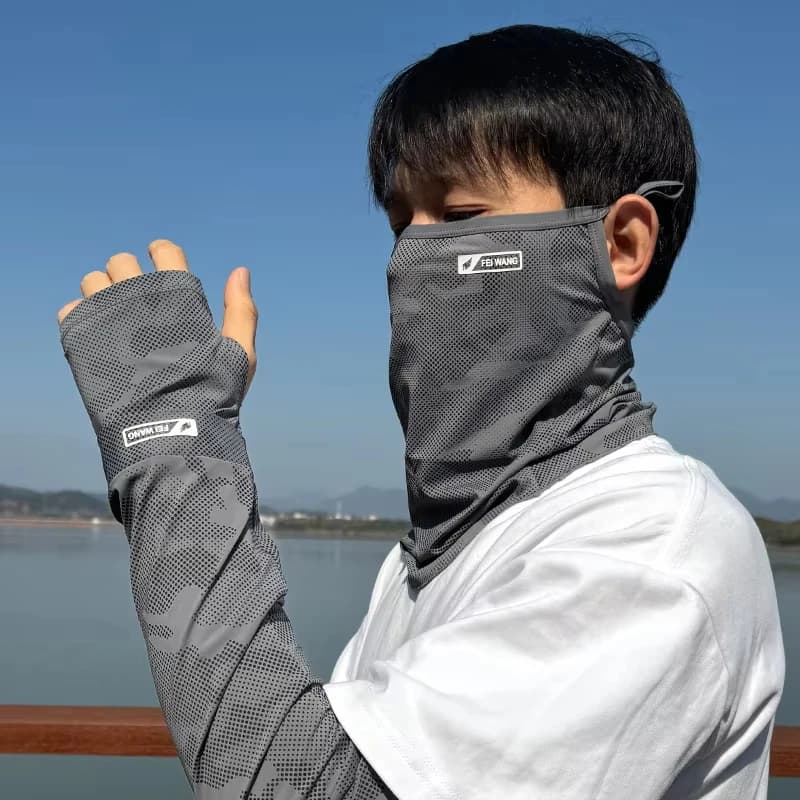Maschera Protettiva in Seta Ghiaccio Traspirante per Viso e Collo, Sciarpa Scaldacollo Rinfrescante Anti-UV, Balaclava Fascia per la Testa per Uomo e Donna