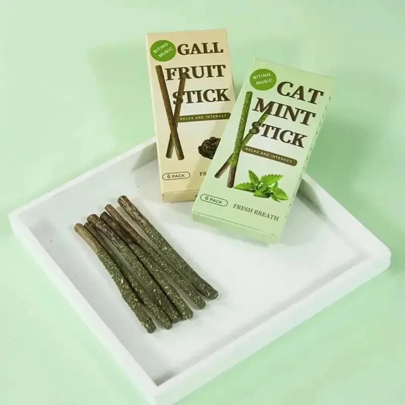6-24Pcs Natural Matatabi Cat Stick Mint Caught Bite Excited Rods Silvervine For Cat Teeth Cleaning Treating Pet Supply Cat Toys