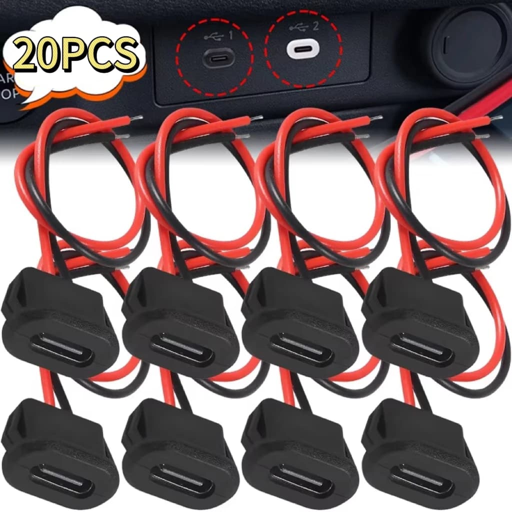 Presa USB Tipo C femmina impermeabile, socket 2 pin, porta di ricarica rapida 3A, crimpaggio diretto, perfetta per riparazione cavi, estensione fai-da-te, smartphone, tablet, dispositivi elettronici e industriali, per