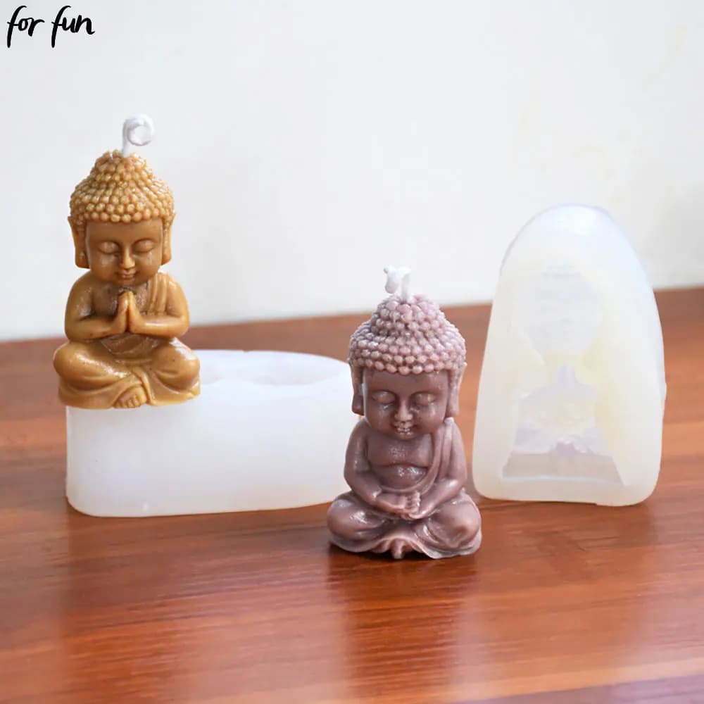 Per divertimento 3d Buddha Candela in silicone Stampo Chiesa Buddha Incenso Candela Decorazione in gesso Stampo Candela da chiesa fai da te Decorazioni per la casa