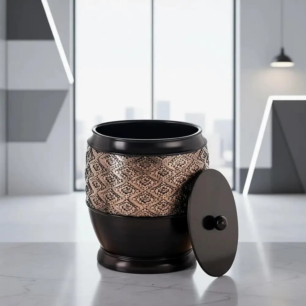 Cestino per Rifiuti Ovale con Coperchio, 4,7 Litri, Bidone Decorativo Sottile per Bagno, per Pannolini e Carta