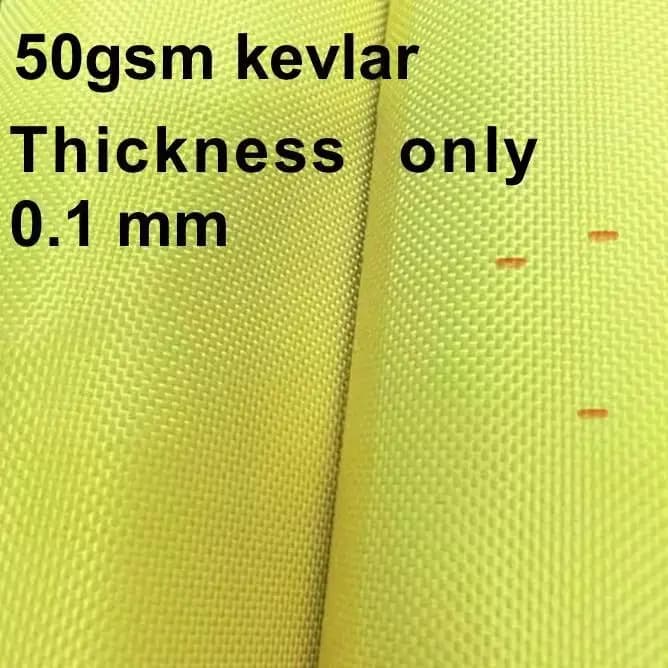 Tessuto lavorato a maglia Kevlar ultrasottile 50gsm 200D con fibra aramidica per resistenza alle alte temperature 40"/100 cm larghezza spessore 0,1 mm