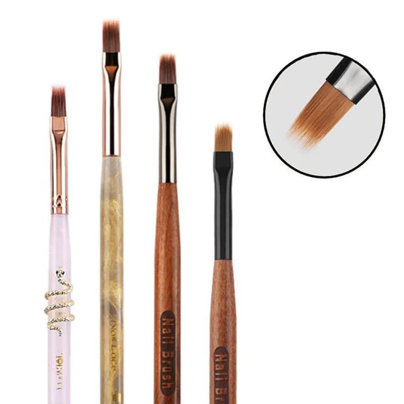 1/2 Pezzi Pennello per Unghie con Manico in Legno di Sandalo, Pennello per Nail Art, Pennello per Gel UV, Pennello per Sfumature di Colore, Pennello per Disegno su Unghie Acriliche