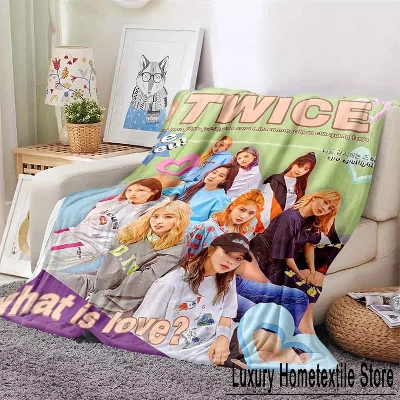 Coperta del gruppo di ragazze Kpop con stampa 3D Copridivano morbido Due volte Nayeon Coperta da tiro in pile Arazzo Coperte da letto calde per divano camera da letto