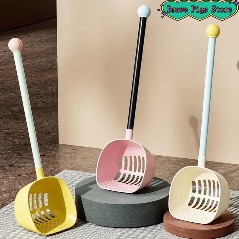 [HM]New Extended Long Handle Cat Litter Scoop Large Size Small Hole Cat Sand Shovel Special Cleaning Tool for Cat Litter Box[HM