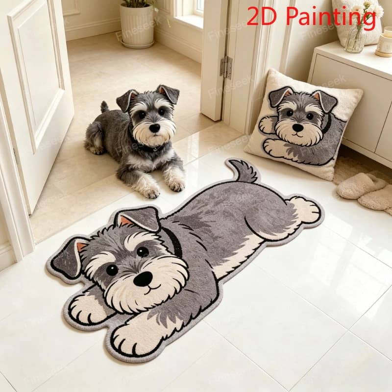 VIKAMA Adorable Cartoon Dog Carpet, Soft And Slip-Resistant Bathroom Entrance Mat, Bedroom Bedside Rug, Home Decoration