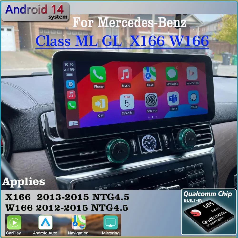 Android 14 Per Mercedes Benz CLASSE ML W166 GL X166 GL300 ML350 2012 2015 Auto GPS di Navigazione Wireless CarPlay Lettore Multimediale
