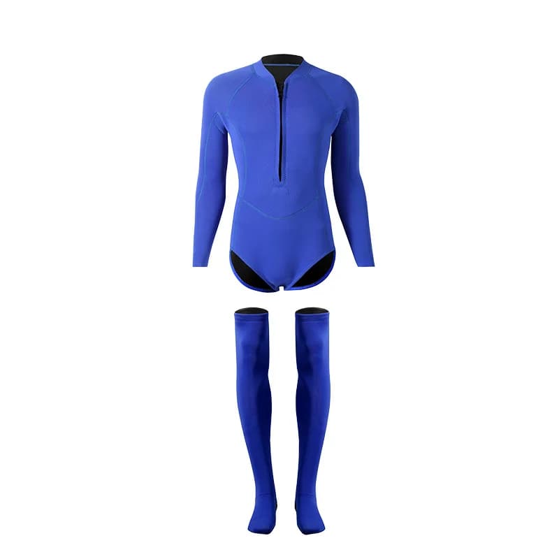 2MM Neoprene Women Two Pieces Scuba Keep Warm Spearfishing Swim Diving Suit Long Sleeve Kayaking Bathing WetSuit Jacket Socks