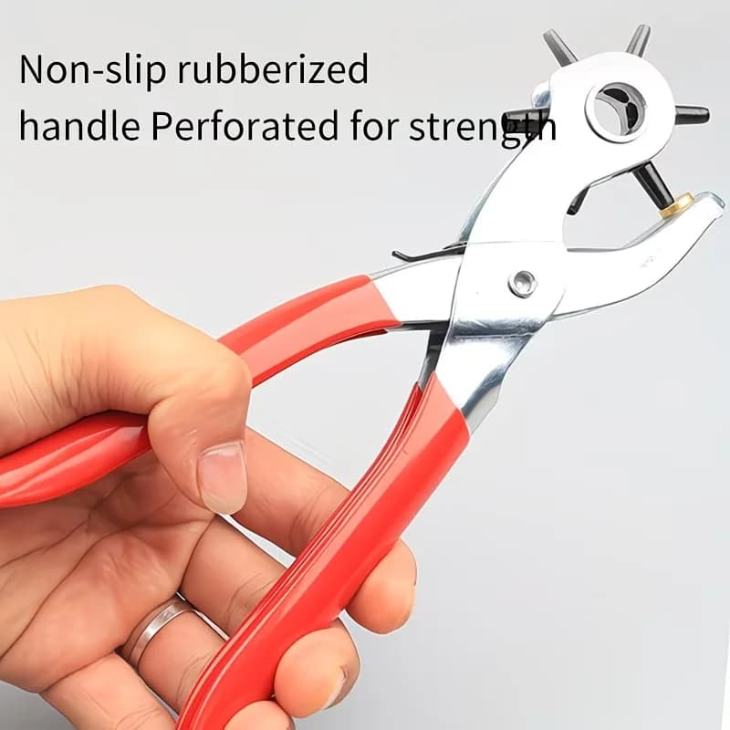 Rotary Leather Punch Pliers - Multi-Size Hole Punch Tool for Belts And Watch Straps, Handheld Punching Kit for Craft And Sewing Projects