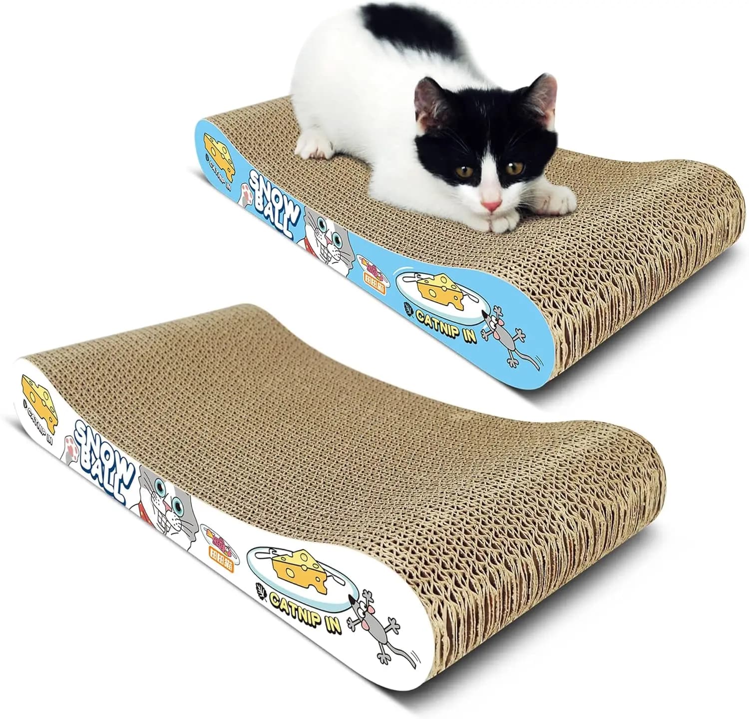 Confezione da 2 Tiragraffi per Gatti in Cartone Ondulato Resistente, Tipo Osso Reversibile per Protezione Mobili