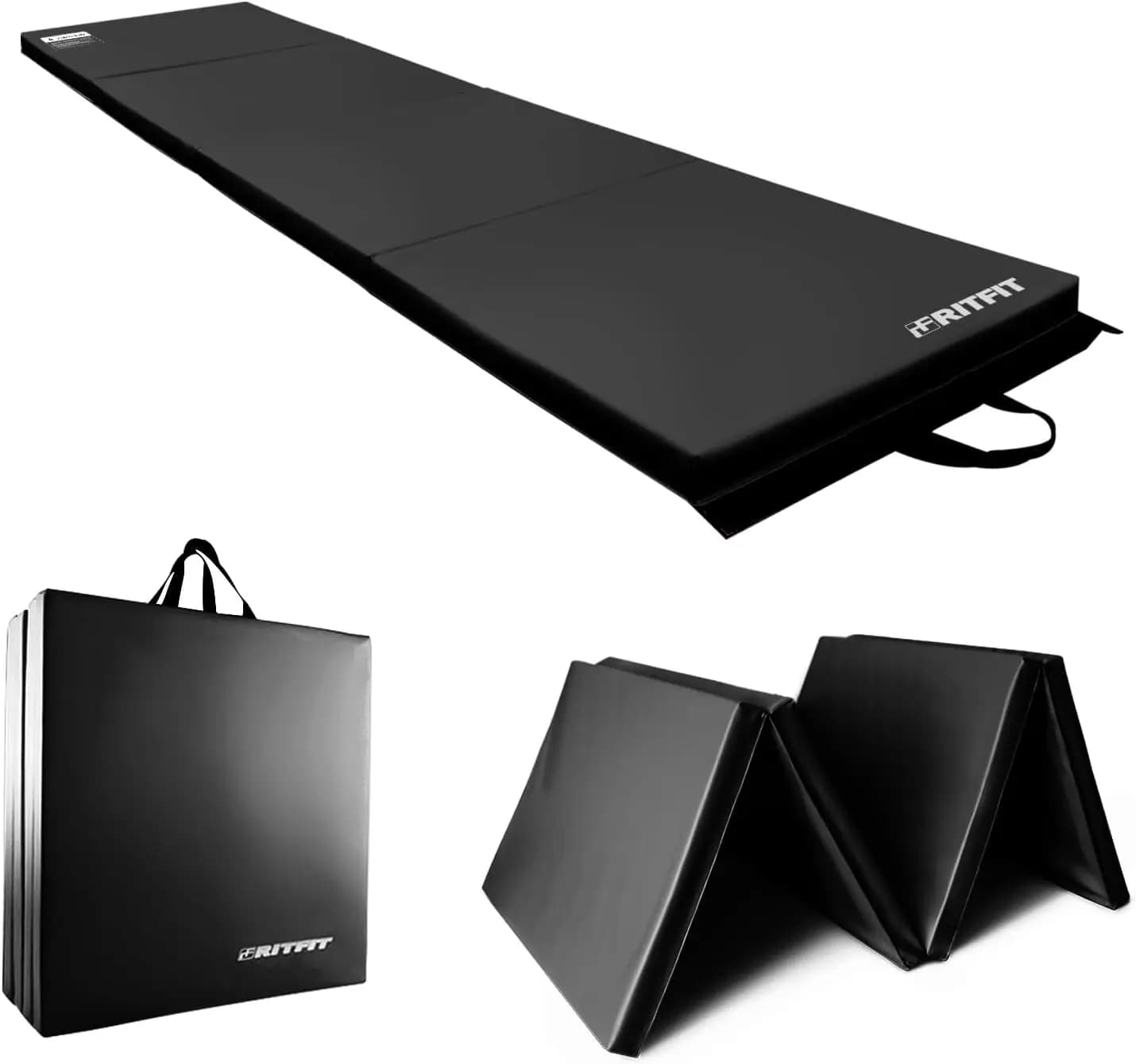 Upgraded Folding Exercise Mat, 2 Inch Thick Gymnastics Mat 3’x6’,4’x8’,4x10’,2'x8' with Carrying Handles for Yoga, MMA, Stretchi