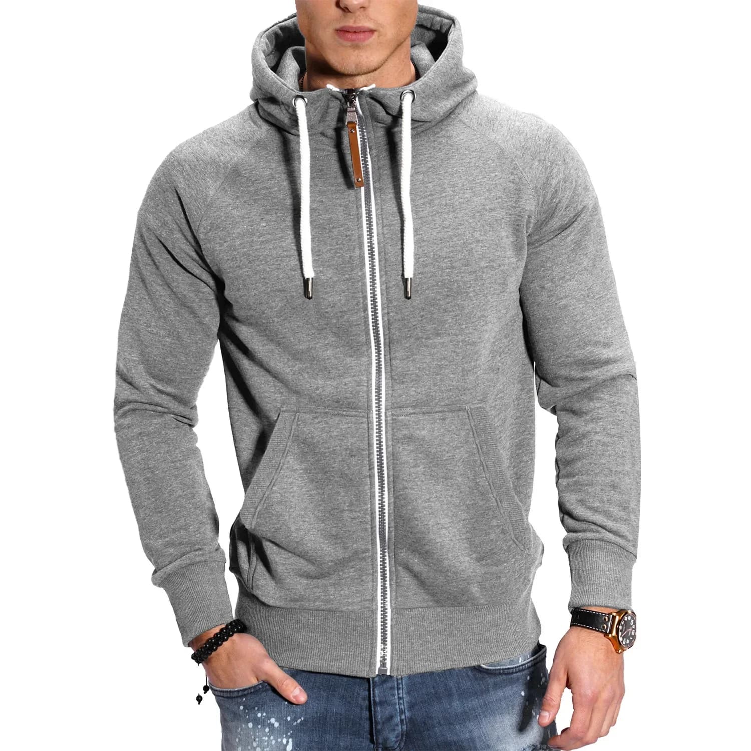 Felpe con cappuccio da uomo Felpa a maniche lunghe Felpa con cappuccio design con cerniera per abbigliamento da uomo Abbigliamento sportivo Giacca casual slim fit