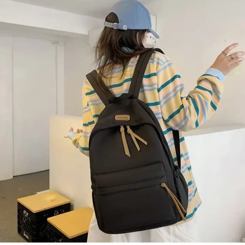 Schoolbag Female College Student Backpack Solid Color Large capacity Simple Backpack Junior High School College Backpack