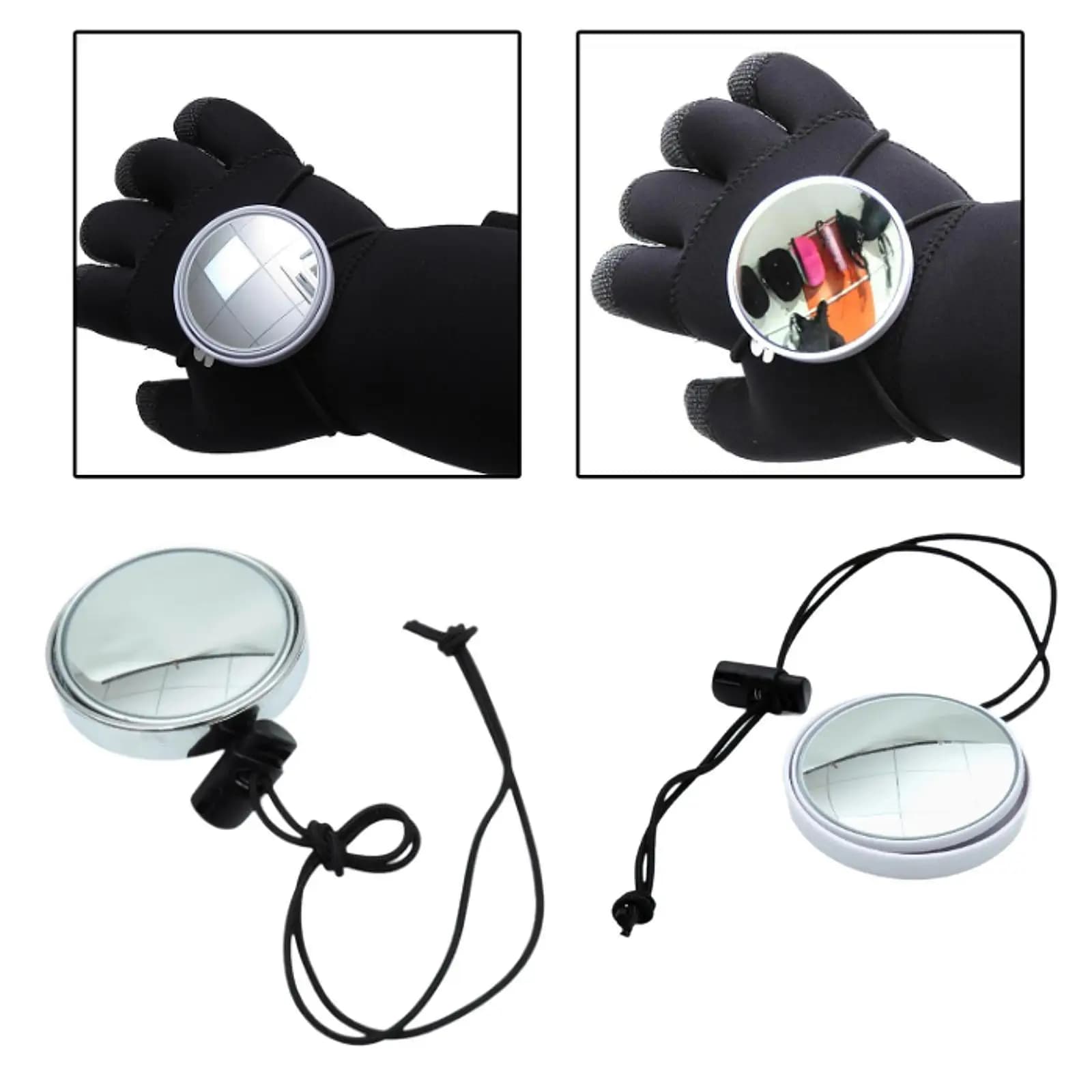 Scuba Diving Rearview Mirror Adjustable Diving Accessory Diver Observe Mirror for Cave Dive Outdoor Sports Snorkeling Drifting