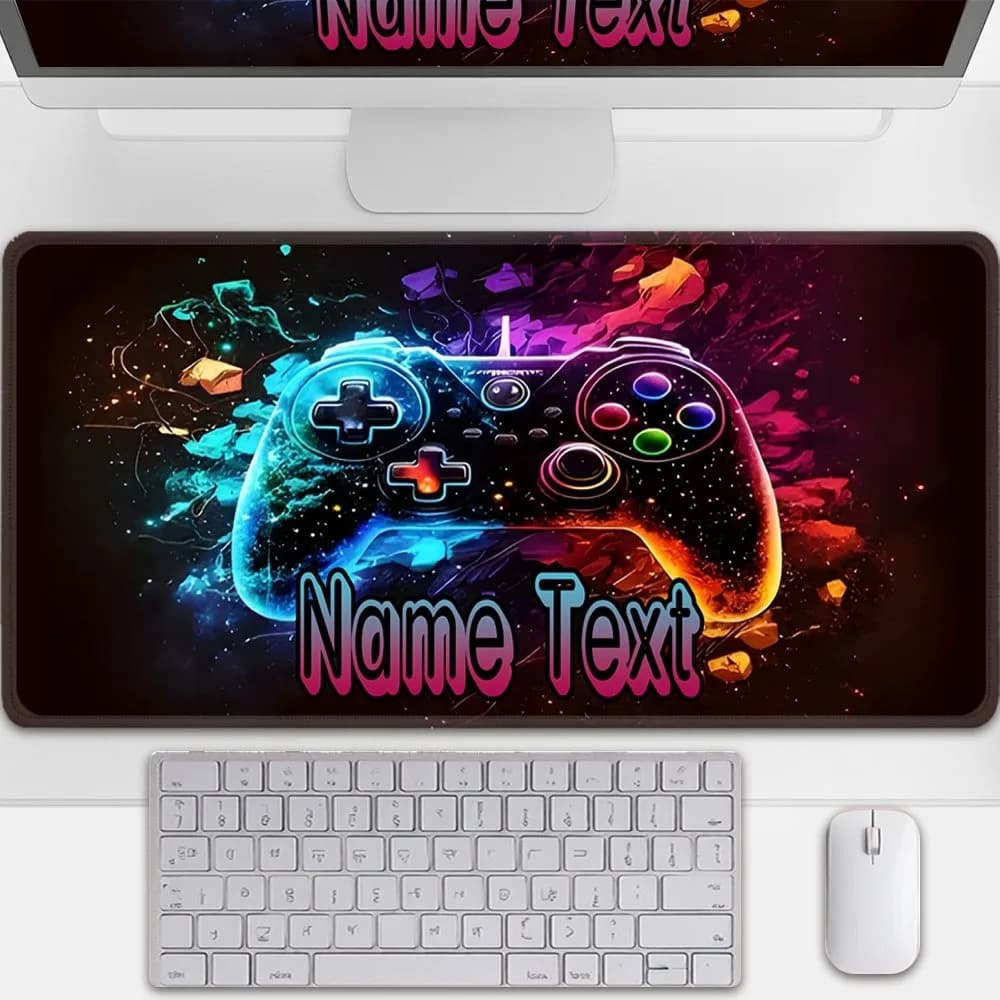 Customizable Large Fluorescent Gaming Mouse Pad, UV Light Print Rubber Desk Mat, Washable E-Sport Player Mousepad Gift