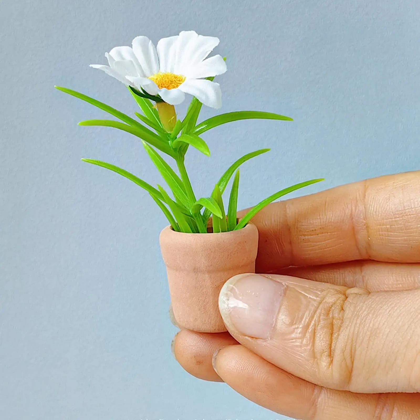 Miniature Potted Flowers Dollhouse Plant Model Accessory Photo Props with Ceremic Pot