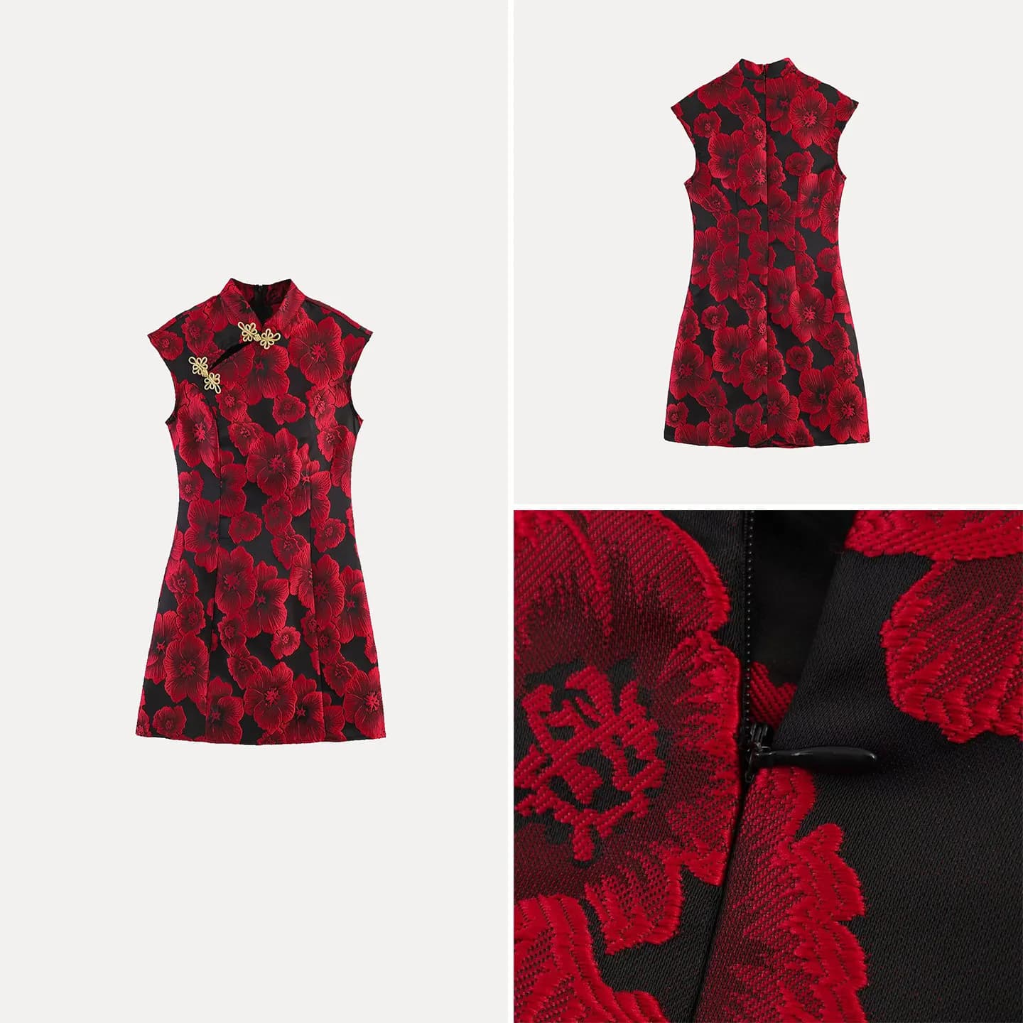 Summer 2026 Women's Short Skirt Floral Embroidery Waist-Cinching Stand Collar Button Decorated Dress Casual Style Zadata Brand