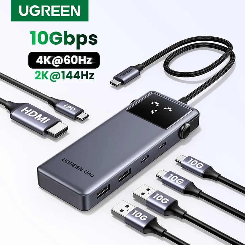UGREEN Uno USB C HUB 6-in-1 4K60Hz PD100W 10Gbps USB3.2 Adattatore splitter per laptop MacBook Pro Air Docking station per espansore USB