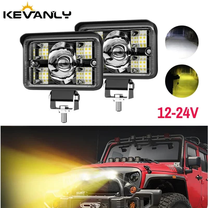 Faro da lavoro da 3 pollici LED doppio colore faro da corsa 4x4 faretto fuoristrada con fascio grandangolare 12V 24V per Jeep Truck SUV ATV