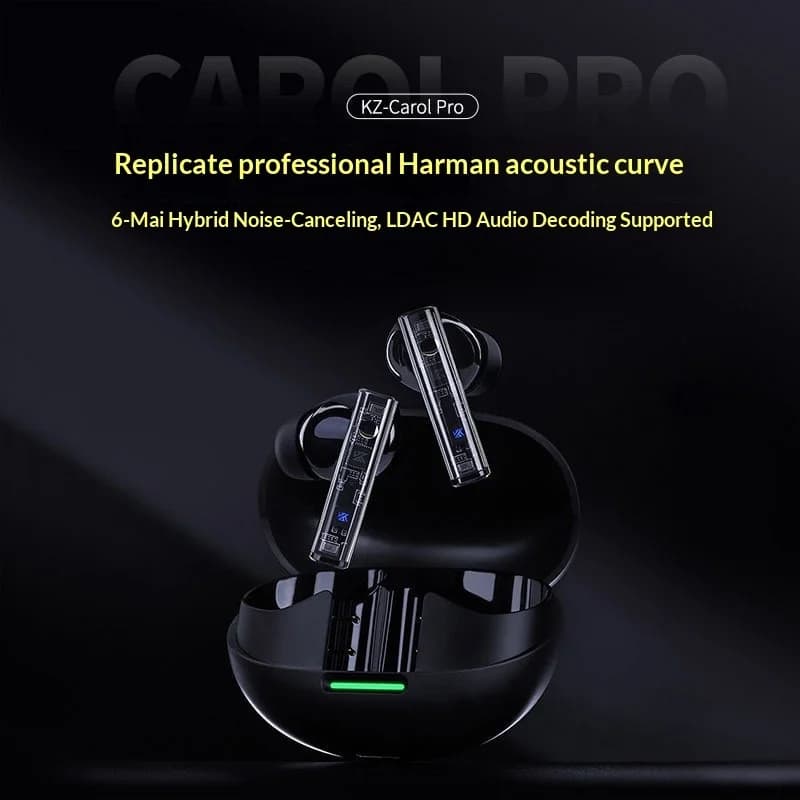 KZ Carol Pro TWS Bluetooth 5.4 Earphone 6 MIC Active Noise Canceling True Wireless in-Ear Earbuds Hifi Game Music Headphone